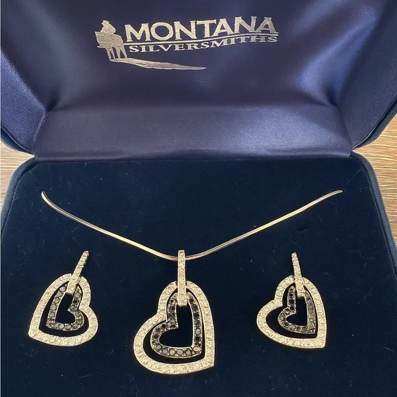 Montana Silversmiths Silver and Black Earrings - Picture 1 of 2